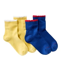 Women's Scalloped Edge Micro Crew Socks, 2-Pack