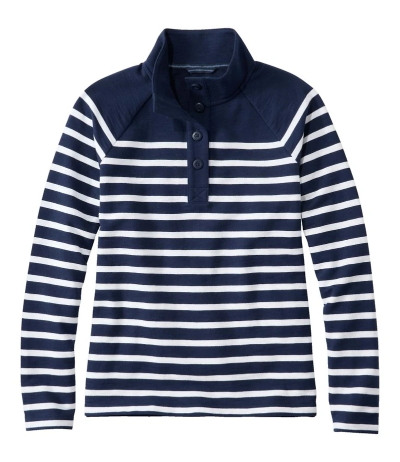 Women's Peaks Island Button Mockneck, Stripe