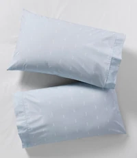 Sunwashed Percale Sheet Collection, Stamped Leaf Print