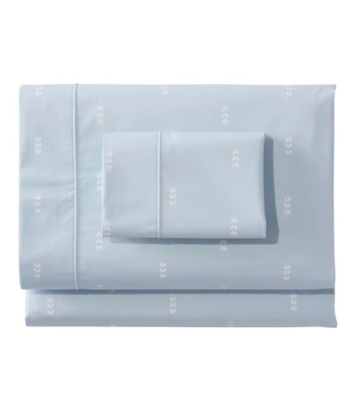 Sunwashed Percale Sheet Collection, Stamped Leaf Print