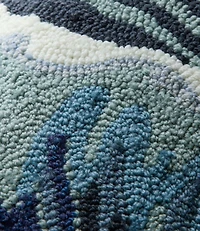 Indoor/Outdoor Hooked Pillow, Ocean Waves, 18" x 18"