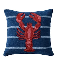 Indoor/Outdoor Hooked Pillow, 18x18 Lobster