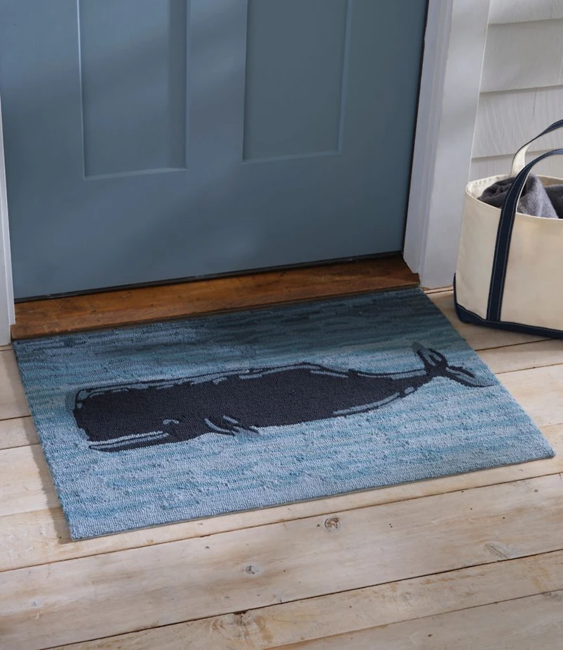 Indoor/Outdoor Vacationland Rug, Coastal Whale