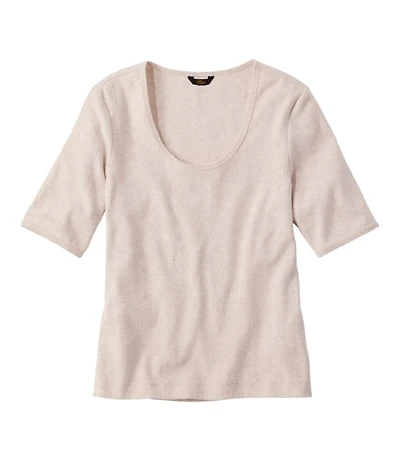 Women's Signature Premium Essential Pointelle Tee, Elbow-Sleeve Scoopneck