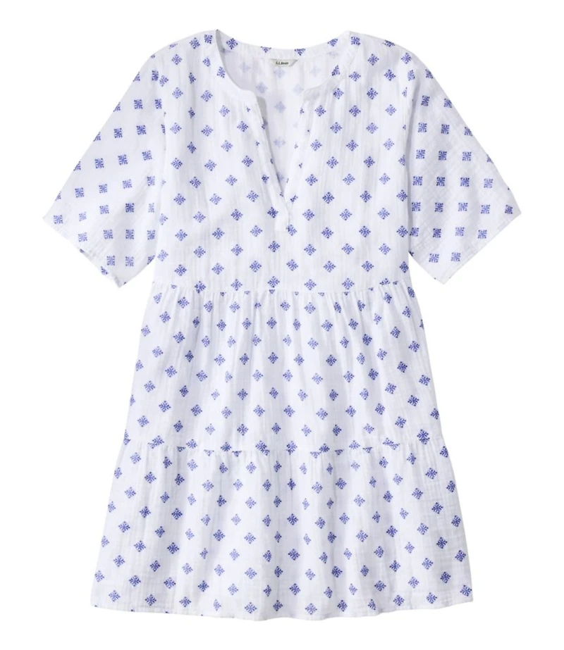 Women's Cloud Gauze Cover-Up, Tiered Dress Print