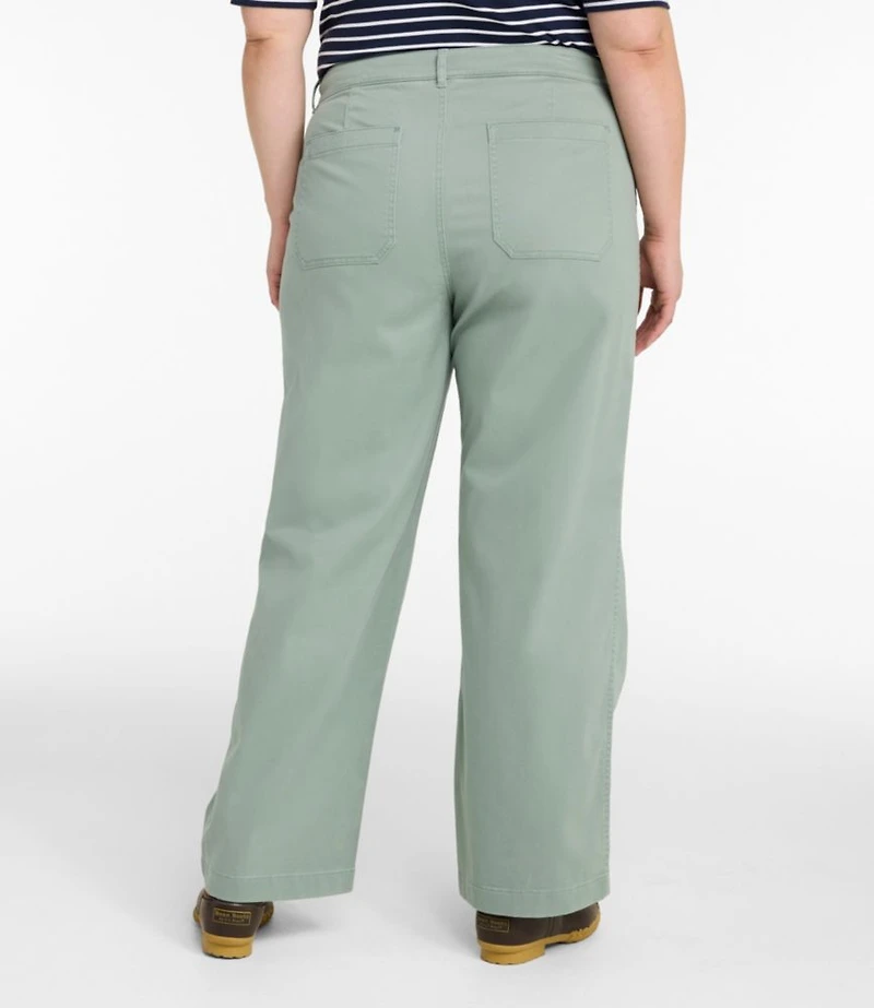 Women's Comfort Stretch Patch Pocket Pants, Mid-Rise Wide Straight-Leg Chino