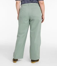Women's Comfort Stretch Patch Pocket Pants, Mid-Rise Wide Straight-Leg Chino