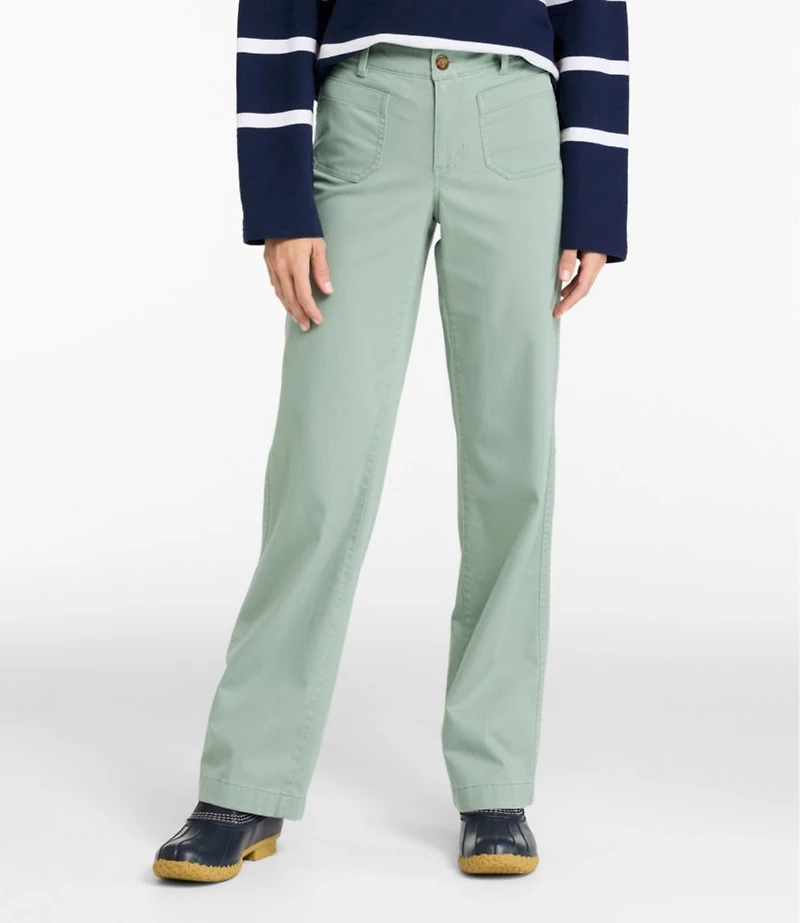 Women's Comfort Stretch Patch Pocket Pants, Mid-Rise Wide Straight-Leg Chino