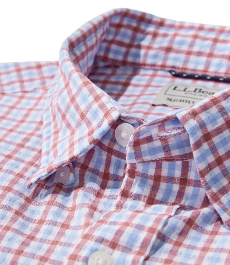 Men's Comfort Stretch Performance® Seersucker Shirt, Short-Sleeve, Slightly Fitted Untucked Fit, Plaid