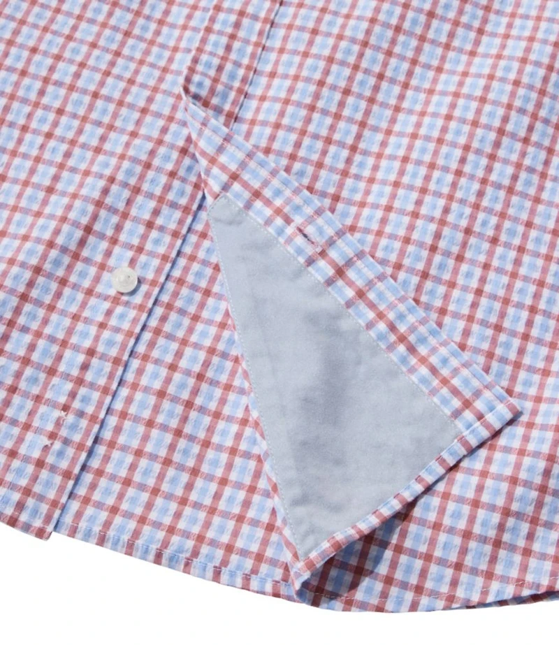 Men's Comfort Stretch Performance® Seersucker Shirt, Short-Sleeve, Slightly Fitted Untucked Fit, Plaid