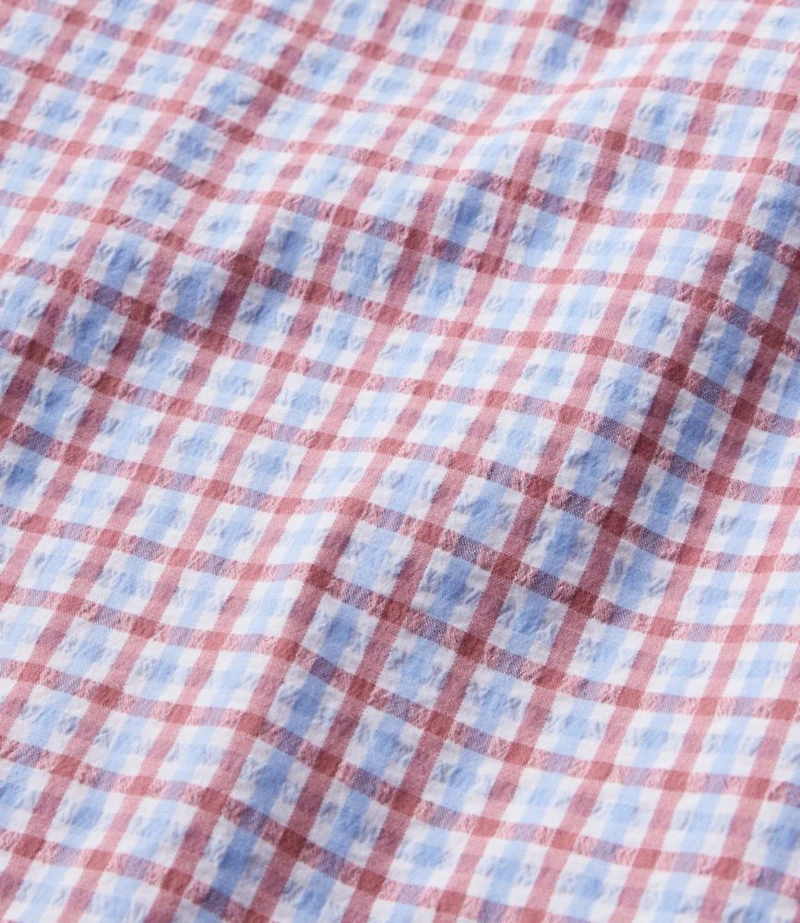 Men's Comfort Stretch Performance® Seersucker Shirt, Short-Sleeve, Slightly Fitted Untucked Fit, Plaid