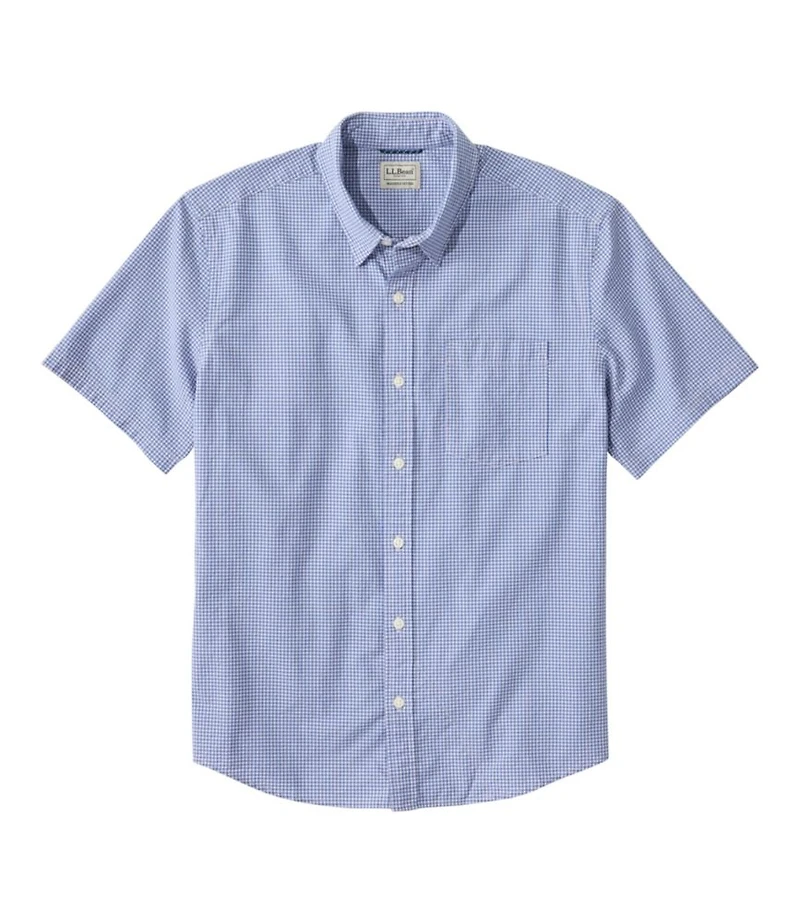 Men's Comfort Stretch Performance® Seersucker Shirt, Short-Sleeve, Slightly Fitted Untucked Fit, Plaid