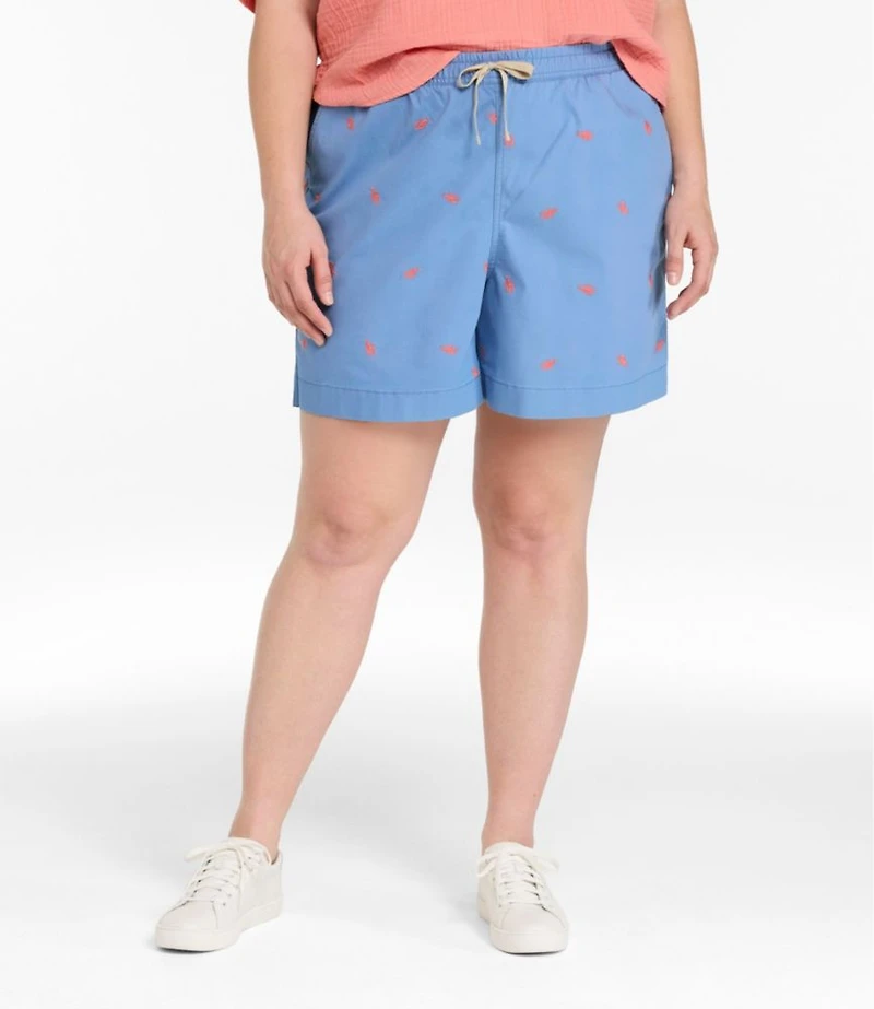 Women's Lakewashed Dock Shorts, Mid-Rise Embroidery