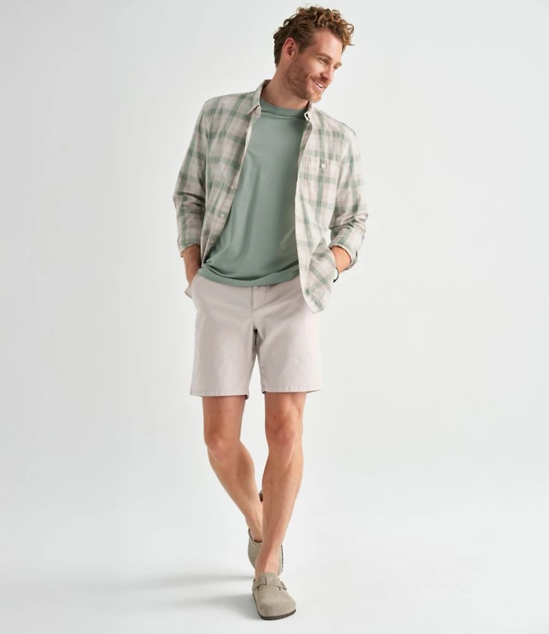 Men's Comfort Stretch Performance® Chambray Shirt, Long-Sleeve, Slightly Fitted Untucked Fit, Plaid