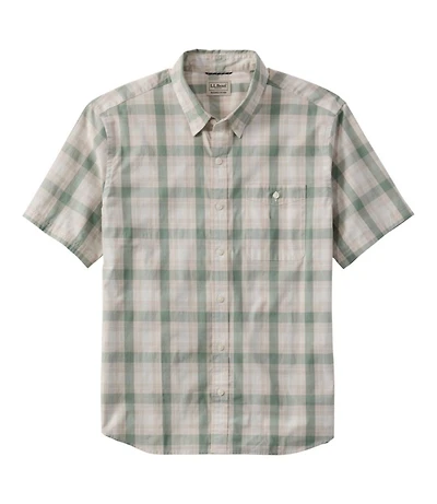 Men's Comfort Stretch Performance® Chambray Shirt, Short-Sleeve, Slightly Fitted Untucked Fit, Plaid