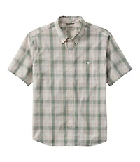 Men's Comfort Stretch Performance® Chambray Shirt, Short-Sleeve, Slightly Fitted Untucked Fit, Plaid