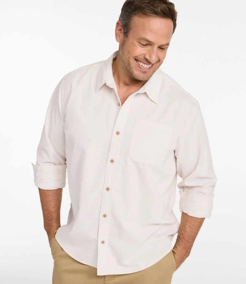 Men's Sunwashed Corduroy Shirt, Slightly Fitted Untucked Fit