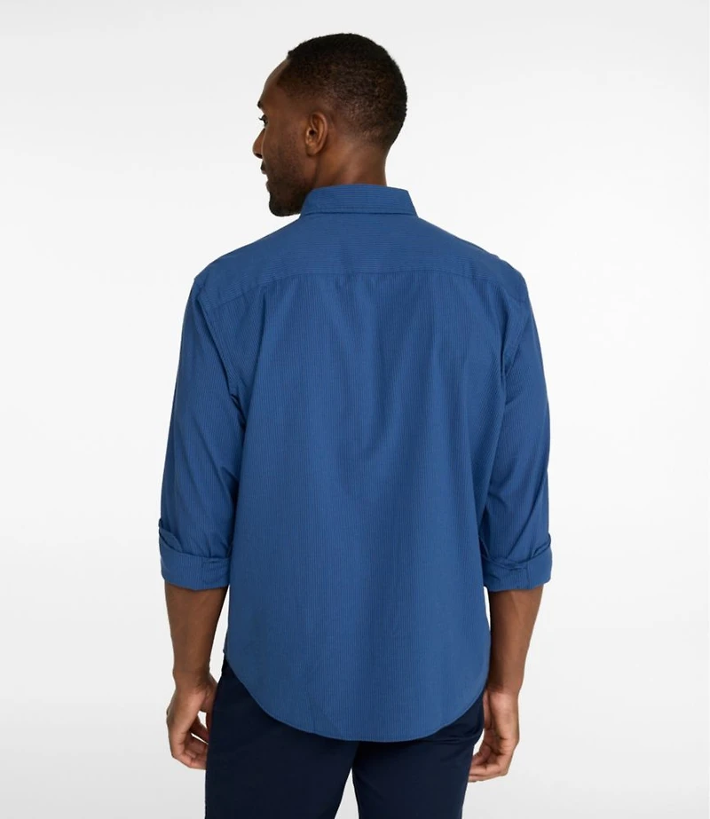 Men's Comfort Stretch Performance® Seersucker Shirt, Long-Sleeve, Slightly Fitted Untucked Fit, Stripe