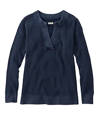 Women's Sunwashed Waffle Sweater, Splitneck