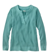 Women's Sunwashed Waffle Sweater, Splitneck