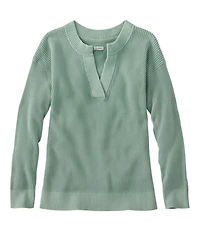 Women's Sunwashed Waffle Sweater, Splitneck