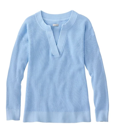 Women's Sunwashed Waffle Sweater, Splitneck