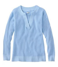 Women's Sunwashed Waffle Sweater, Splitneck