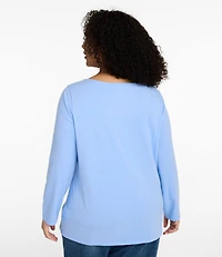 Women's Soft Stretch Supima-Blend Tee, Boatneck Bracelet-Sleeve