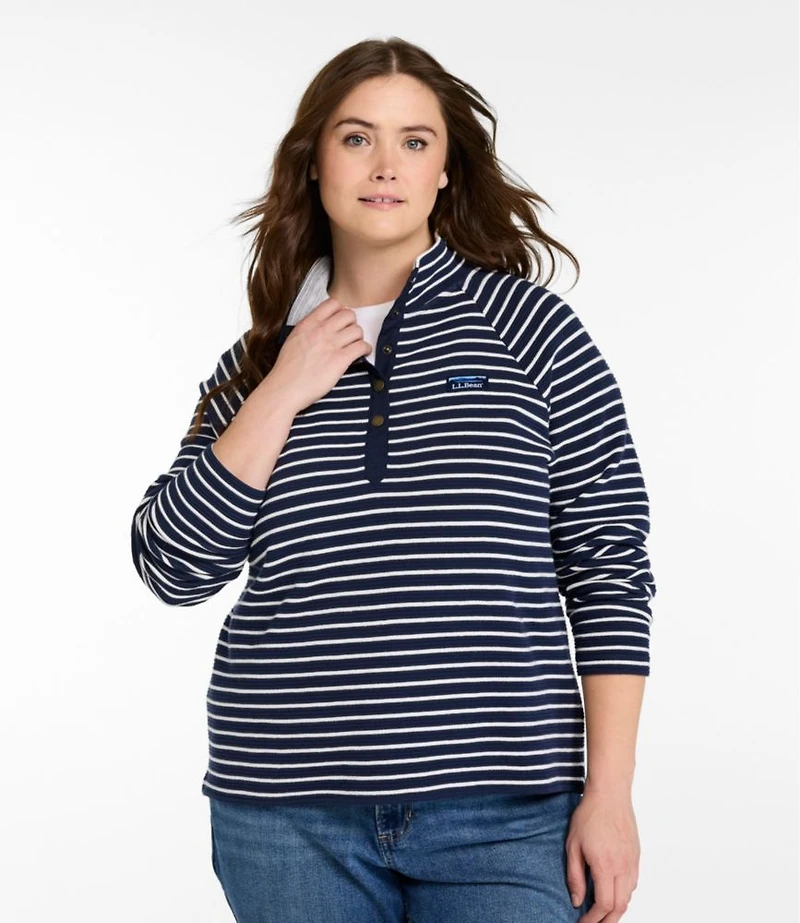 Women's Lakewashed Double-Knit Quarter-Snap, Stripe