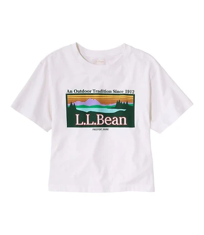 Women's Sunwashed Tee, Short-Sleeve Cropped Boxy Crewneck Logo