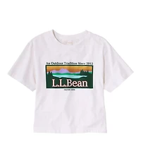 Women's Sunwashed Tee, Short-Sleeve Cropped Boxy Crewneck Logo