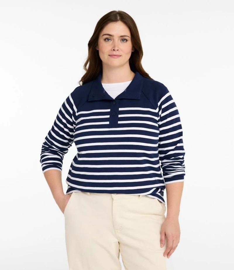 Women's Peaks Island Button Mockneck, Stripe