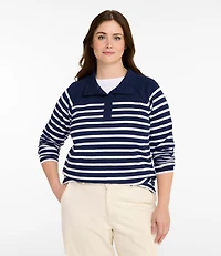 Women's Peaks Island Button Mockneck, Stripe