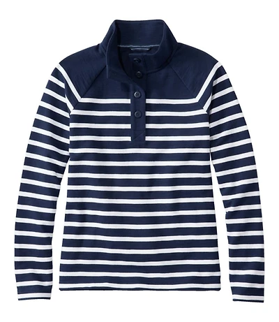 Women's Peaks Island Button Mockneck, Stripe