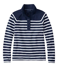 Women's Peaks Island Button Mockneck, Stripe