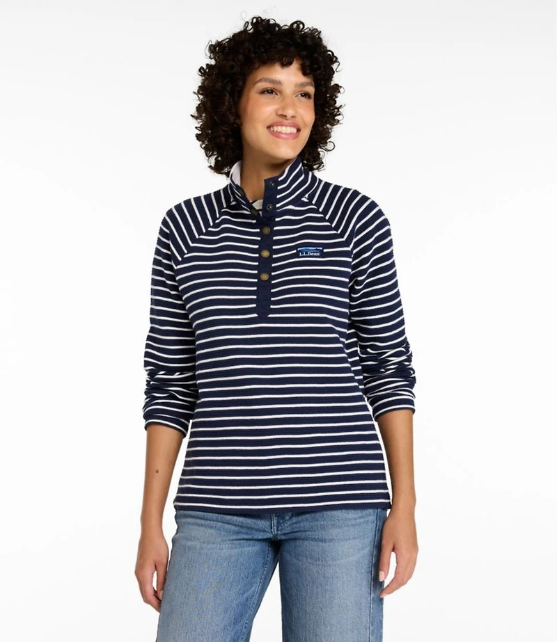 Women's Lakewashed Double-Knit Quarter-Snap, Stripe