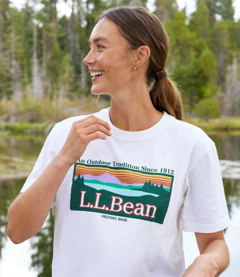 Women's Sunwashed Tee, Short-Sleeve Cropped Boxy Crewneck Logo