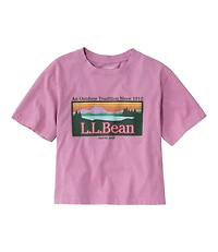 Women's Sunwashed Tee, Short-Sleeve Cropped Boxy Crewneck Logo