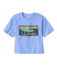 Women's Sunwashed Tee, Short-Sleeve Cropped Boxy Crewneck Logo