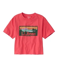 Women's Sunwashed Tee, Short-Sleeve Cropped Boxy Crewneck Logo