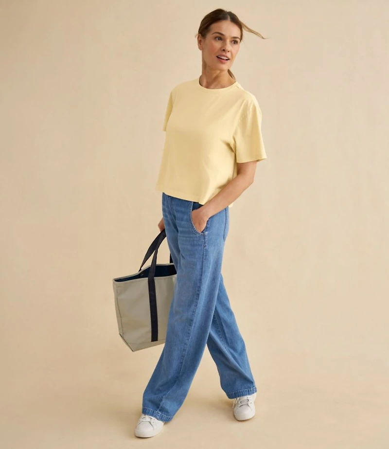 Women's Sunwashed Tee, Short-Sleeve Cropped Boxy Crewneck