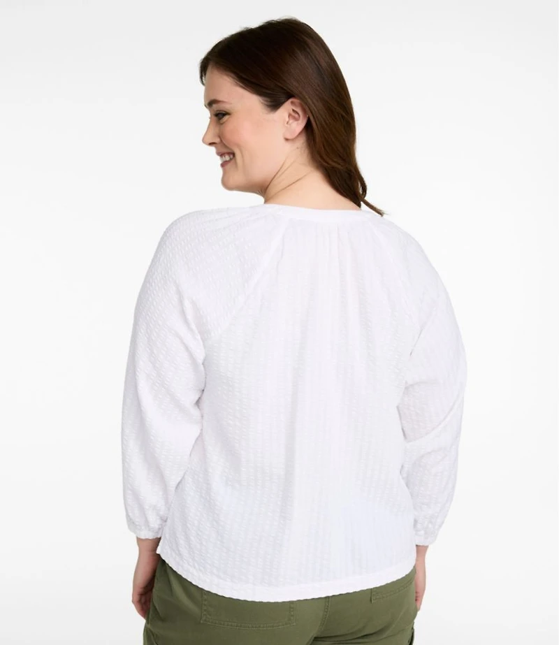 Women's Bean's Seacoast Seersucker Splitneck Shirt