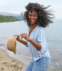 Women's Cloud Gauze Shirt, Splitneck Popover