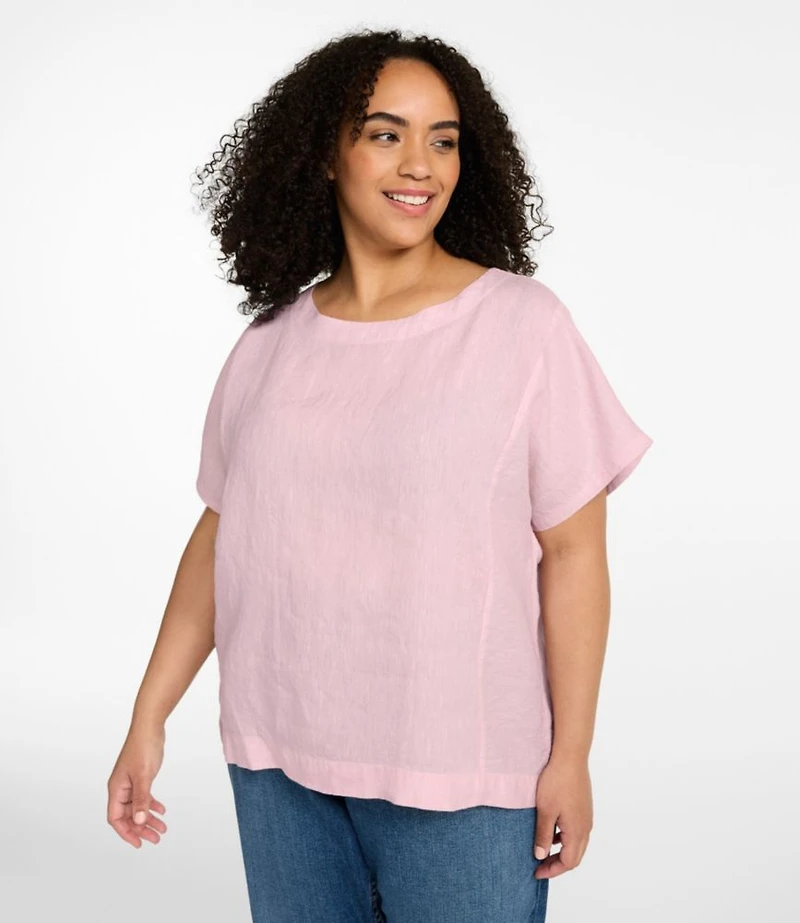 Women's Premium Washable Linen Shirt, Short-Sleeve