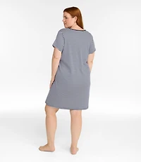 Women's Supima® Nightgown, Short-Sleeve Stripe