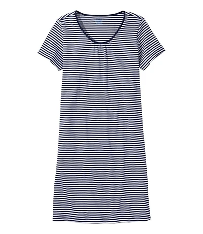 Women's Supima® Nightgown, Short-Sleeve Stripe