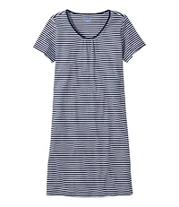 Women's Supima® Nightgown, Short-Sleeve Stripe