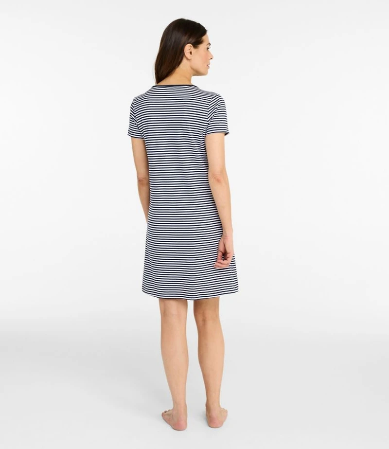 Women's Supima® Nightgown, Short-Sleeve Stripe