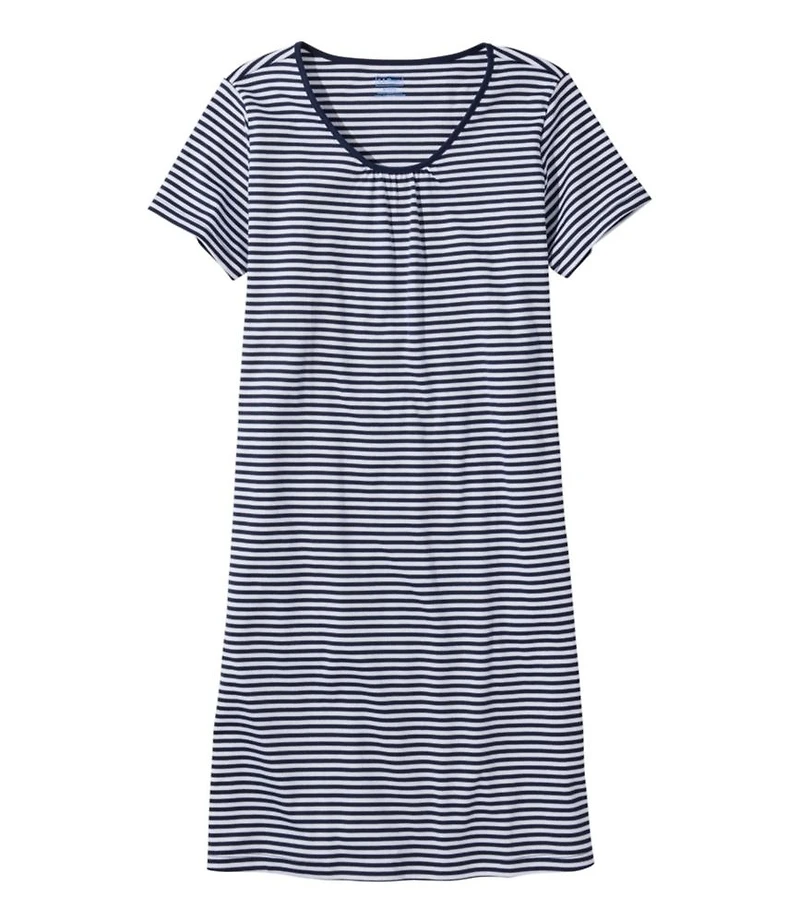Women's Supima® Nightgown, Short-Sleeve Stripe