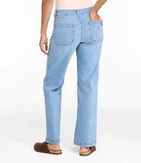 Women's L.L.Bean Go-Anywhere Jeans, Mid-Rise Patch Pocket Wide Straight-Leg